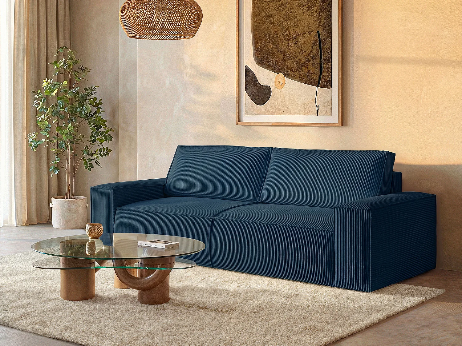 Schlafsofa 4-Sitzer - Cord - Anthrazit