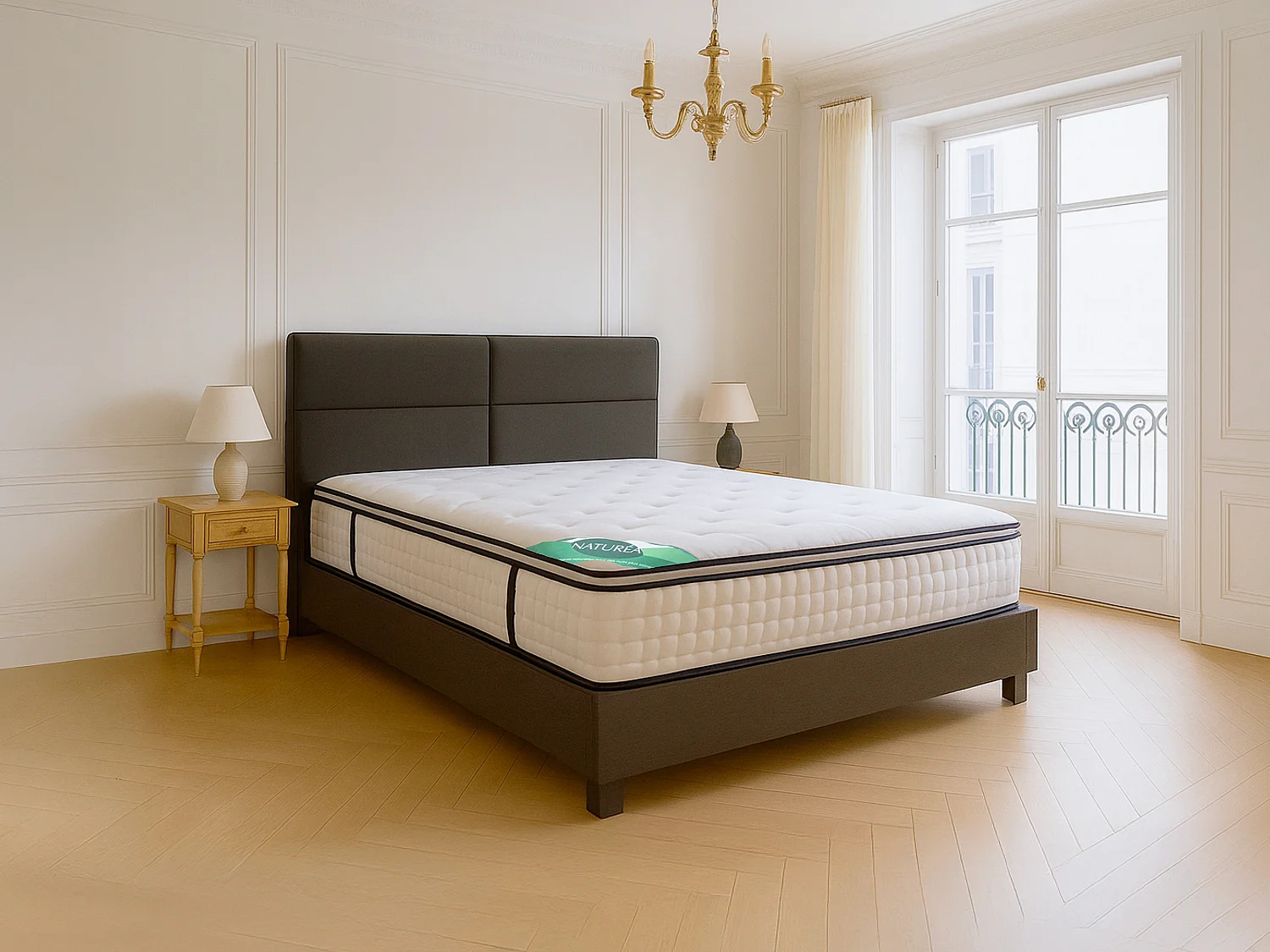 Matratze 180 x 200 cm, 7-Zonen-Taschenfederkernmatratze mit integriertem Topper und Bambusbezug, Höhe 26 cm