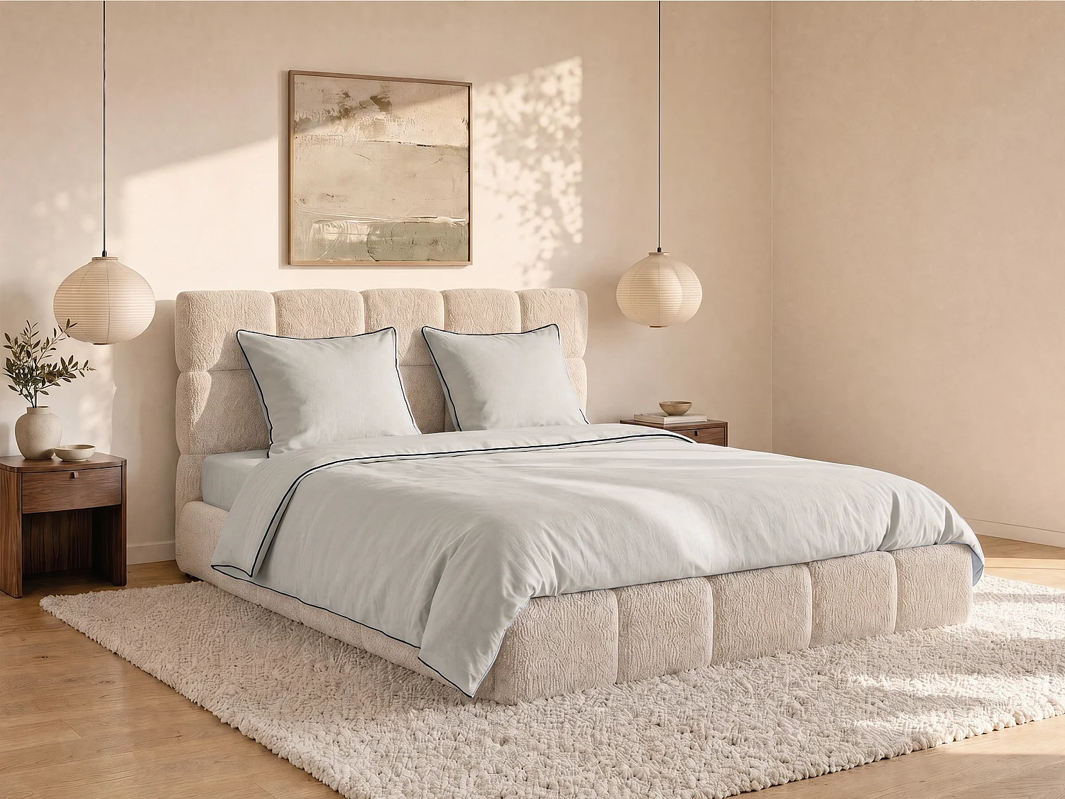 Bettwäsche-Set Perkal-Baumwolle 240x260 cm 80 Fäden/cm² Beige