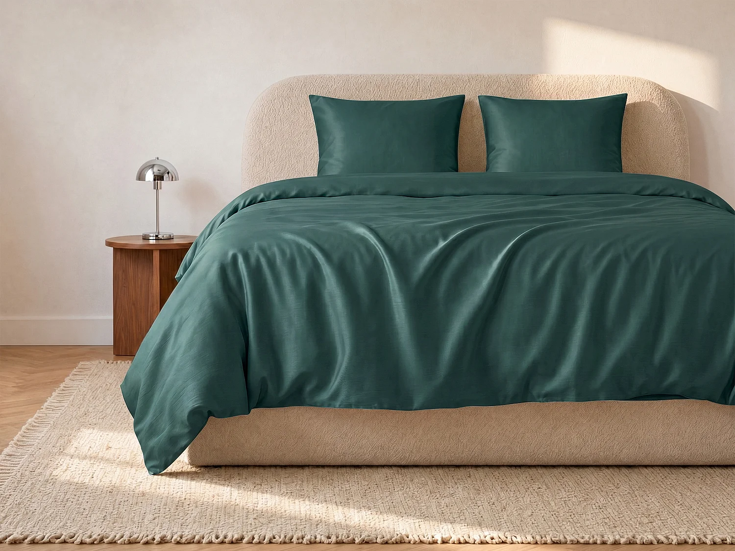 Bettwäsche-Set aus Satin 108 Fäden/cm² - Bettbezug 220 x 240 cm + 2 Kissenbezüge 63 x 63 cm - Tannengrün - von PALACIO